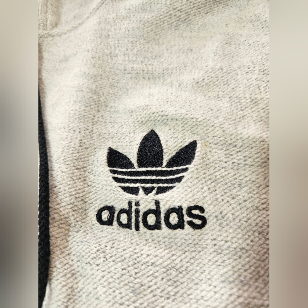 1990s Adidas Vintage Cardigan Hoodie Sweater Jacket Gray Button Up Mens M *Flaw - Picture 4 of 13
